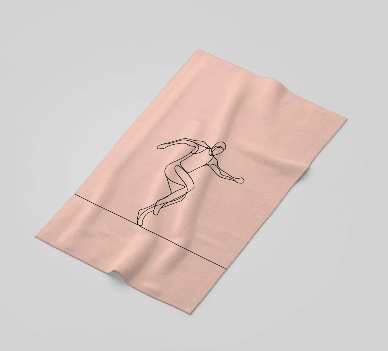 Atleta che si esercita Line Art minimalista telo mare da Viv Line Art