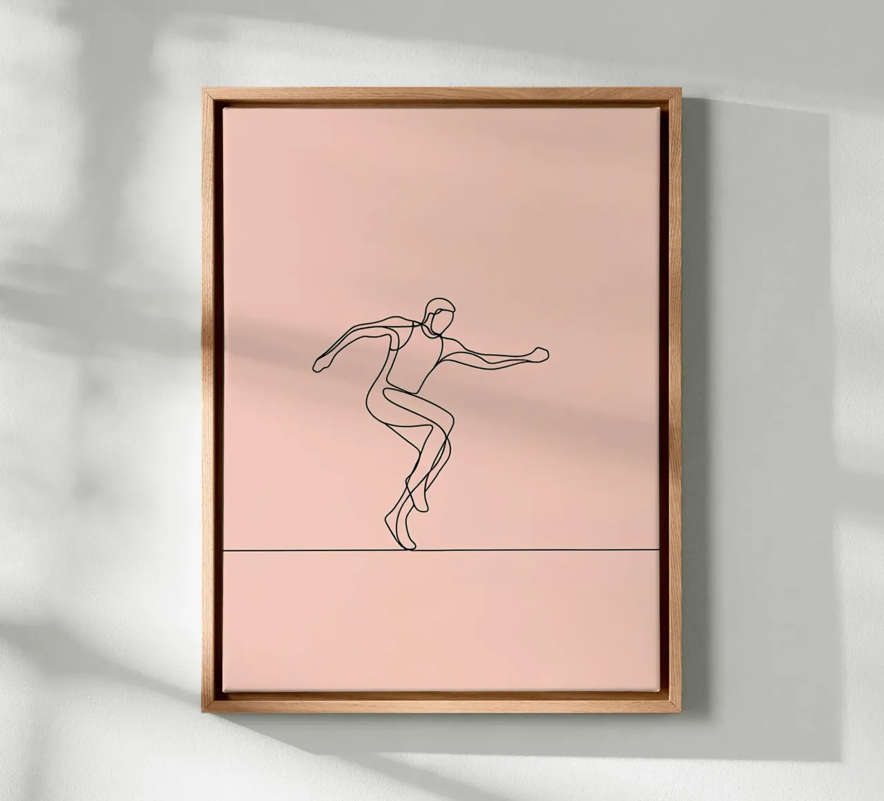 Athlete Exercising Minimalist Line Art canvas with Floater frame by Viv Line Art