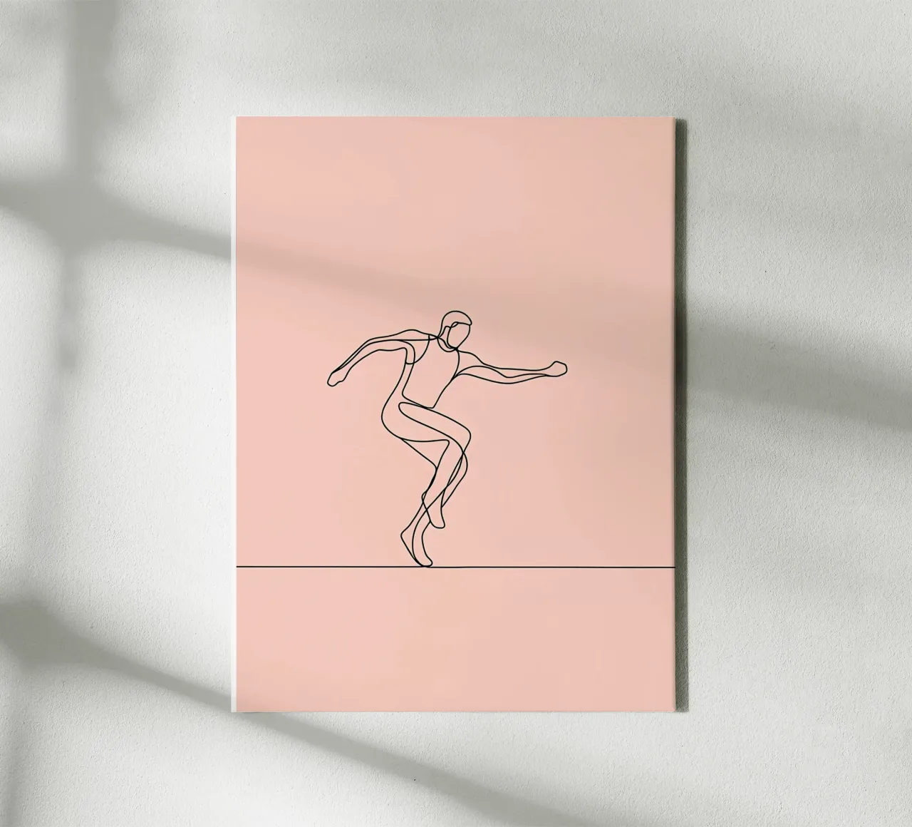 Athlete Exercising Minimalist Line Art canvas with Floater frame by Viv Line Art