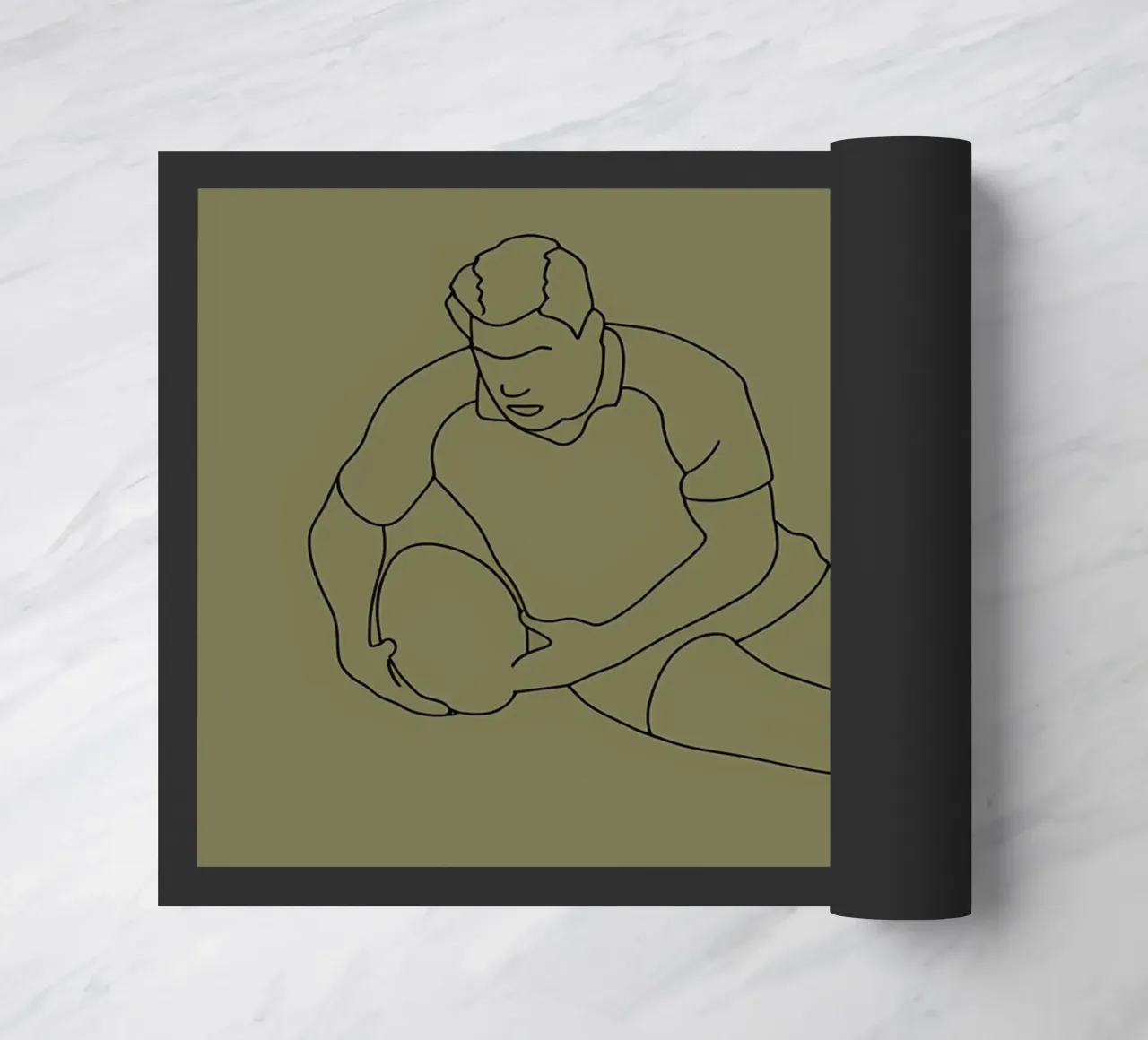 Rugby Player Action Minimalist Line Art doormat by Viv Line Art