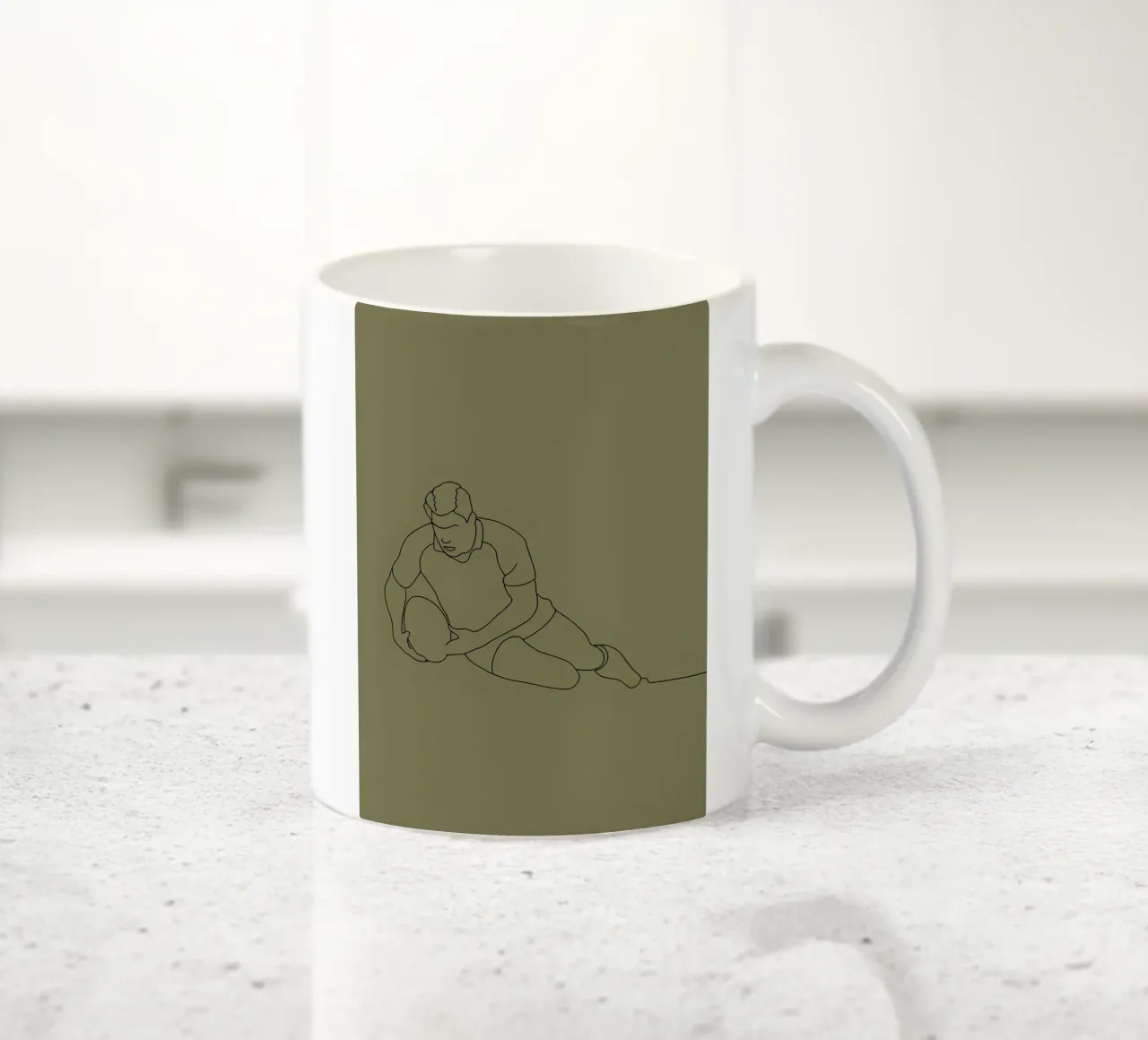 Rugby Player Action Minimalist Line Art ceramic mug by Viv Line Art