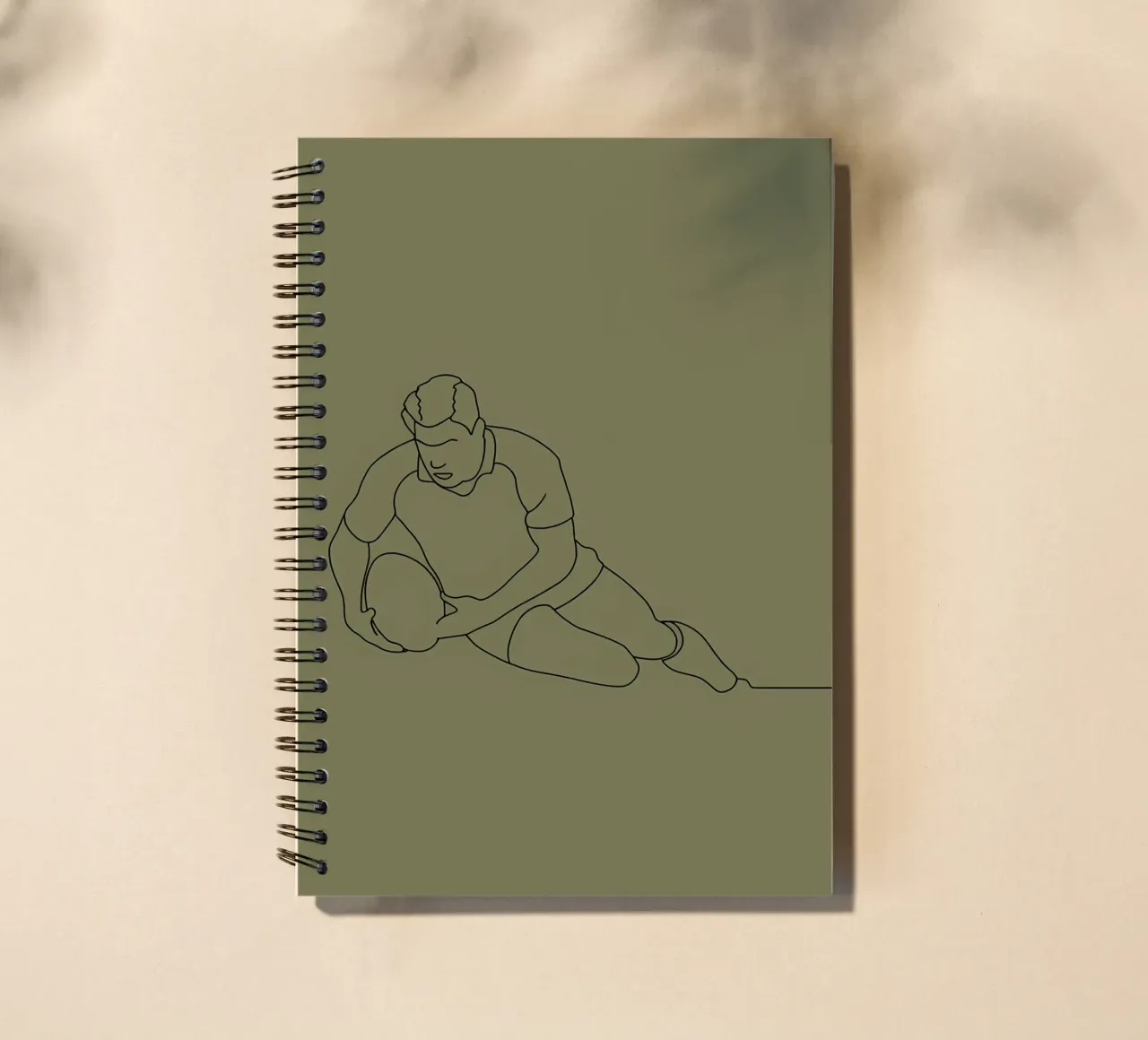 Rugby Player Action Minimalist Line Art carnet à spirale de Viv Line Art