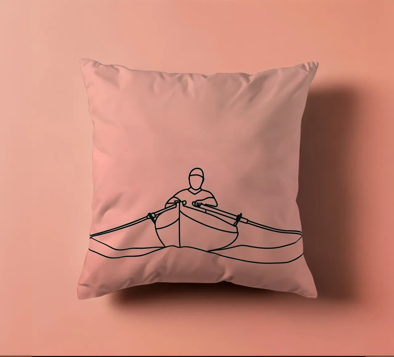 Avventura in canoa Line Art minimalista cuscino da Viv Line Art