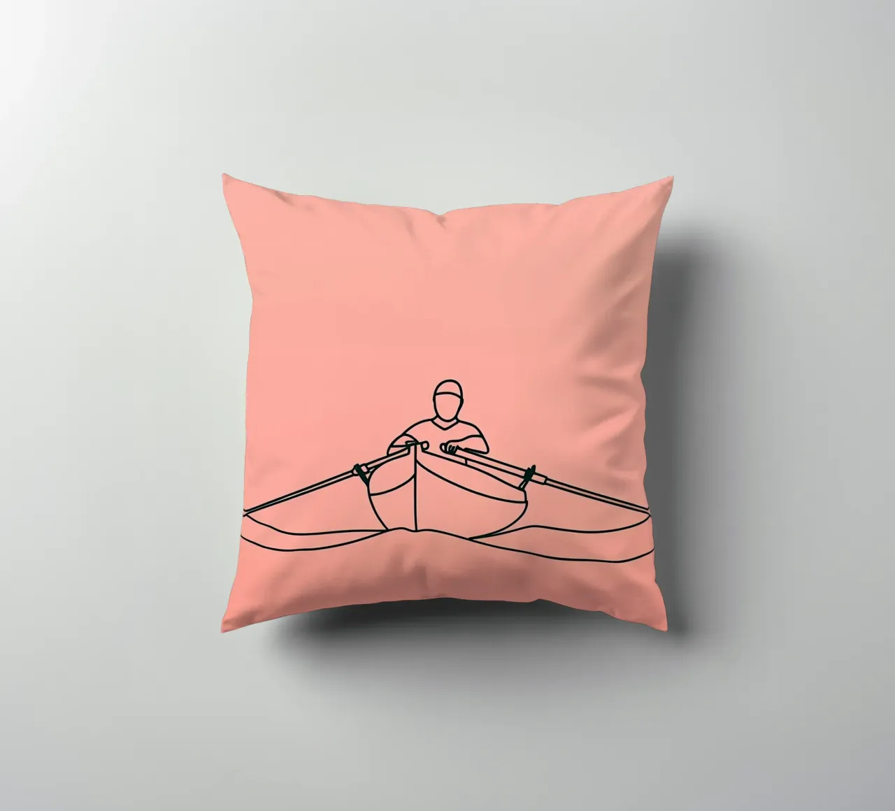 Avventura in canoa Line Art minimalista cuscino da Viv Line Art