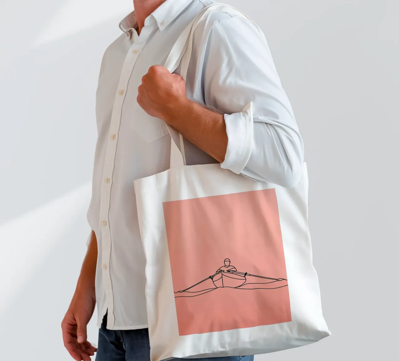 Avventura in canoa Line Art minimalista borsa in juta da Viv Line Art