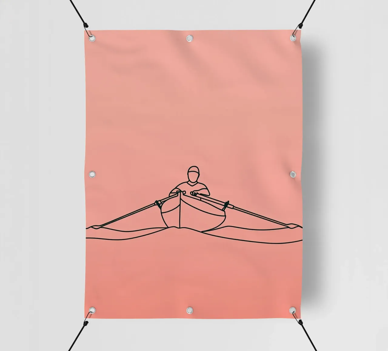 Avventura in canoa Line Art minimalista telo in pvc da Viv Line Art