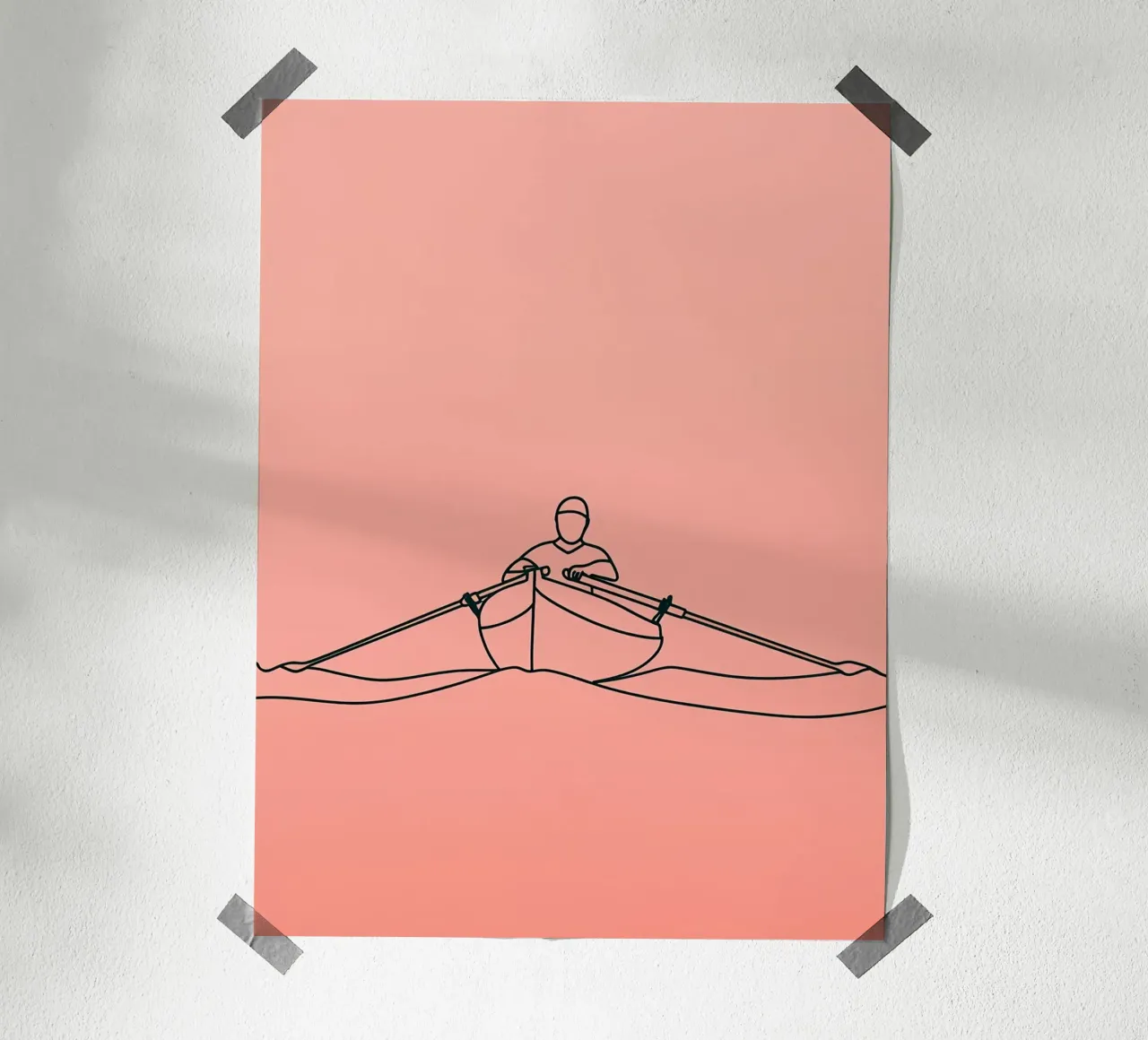 Avventura in canoa Line Art minimalista carta hahnemühle da Viv Line Art