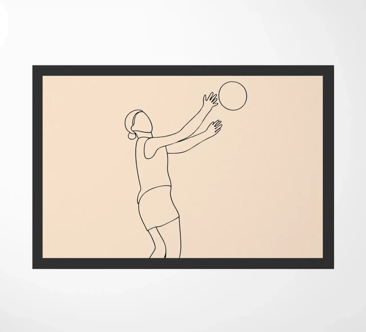 Giocatore di pallavolo donna Line Art minimalista zerbino da Viv Line Art