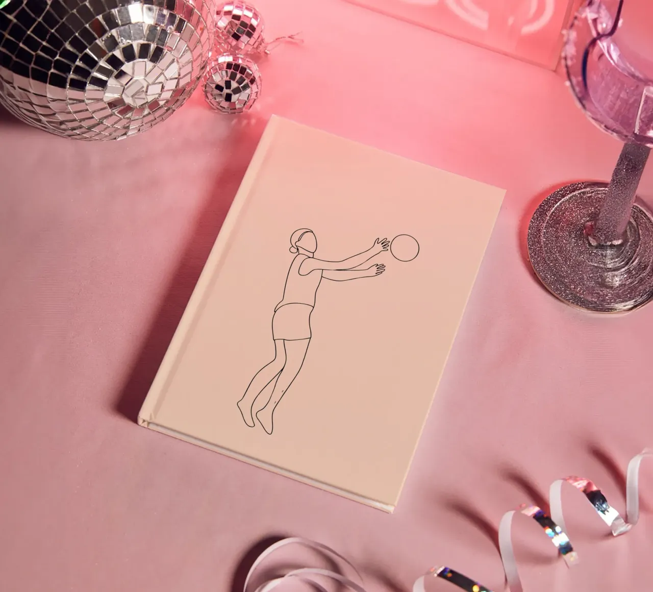 Woman Volleyball Player Minimalist Line Art notebook by Viv Line Art