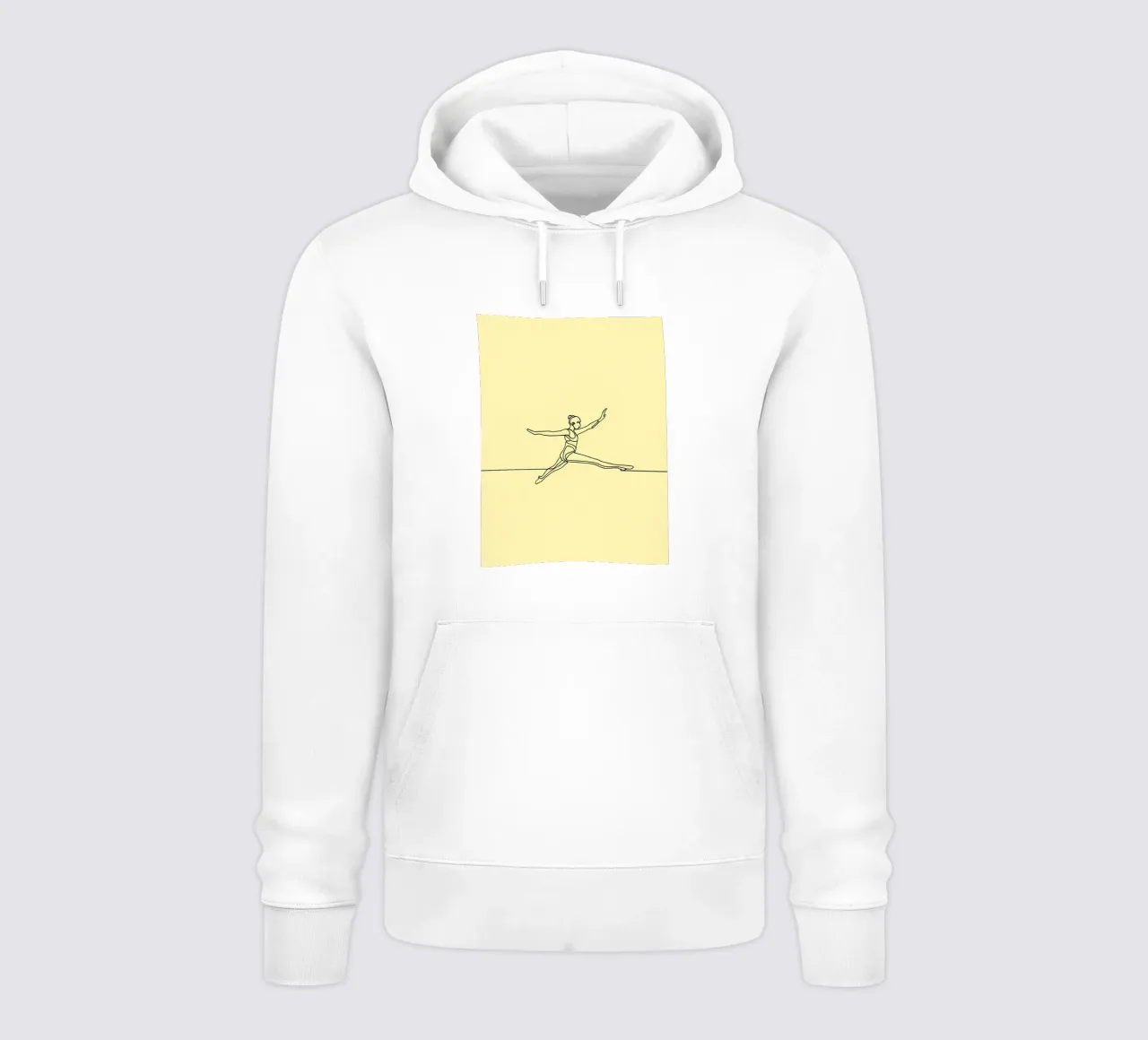 Linea d'arte minimalista di un'atleta donna felpa con cappuccio da Viv Line Art