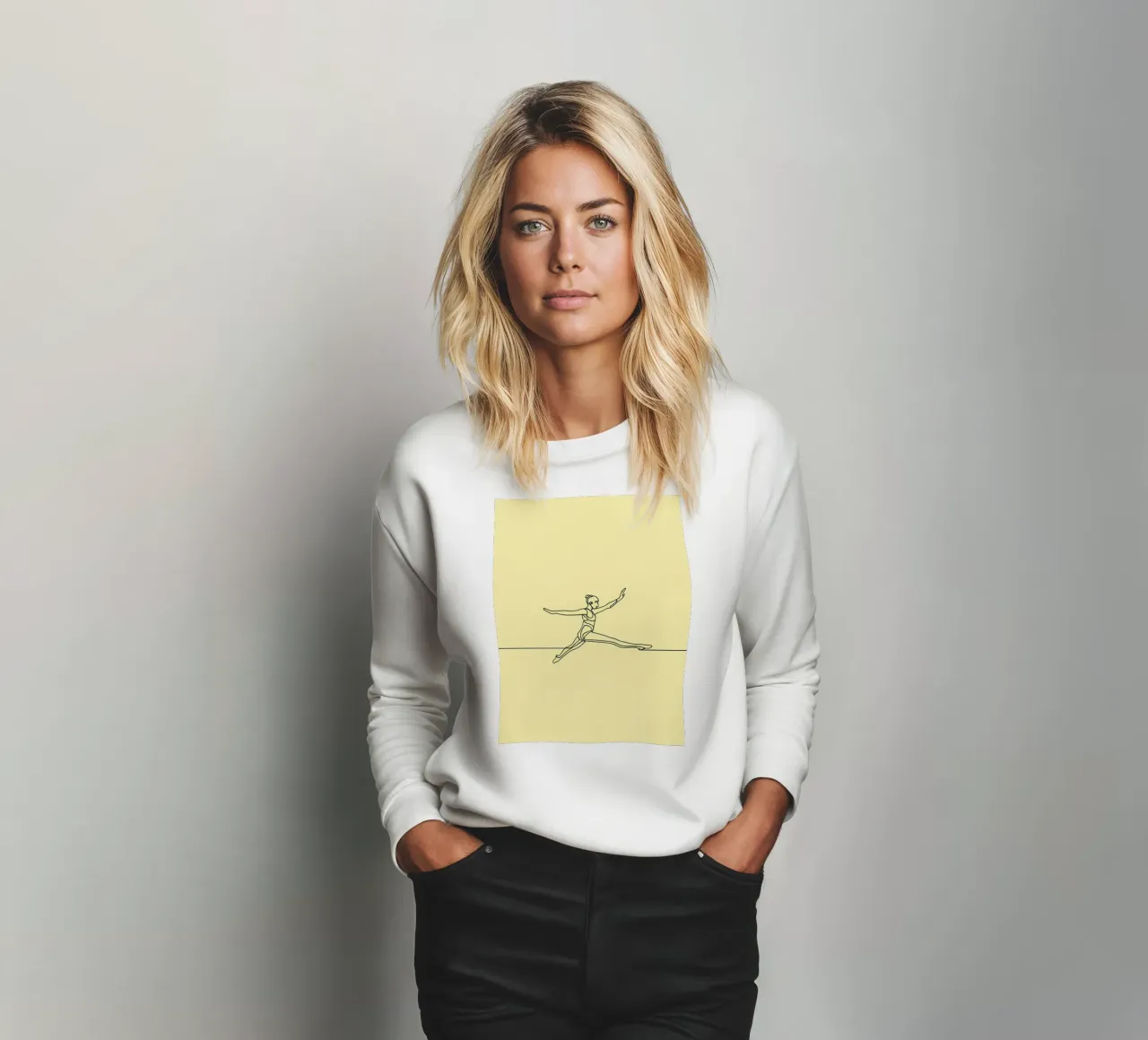 Linea d'arte minimalista di un'atleta donna felpa da Viv Line Art