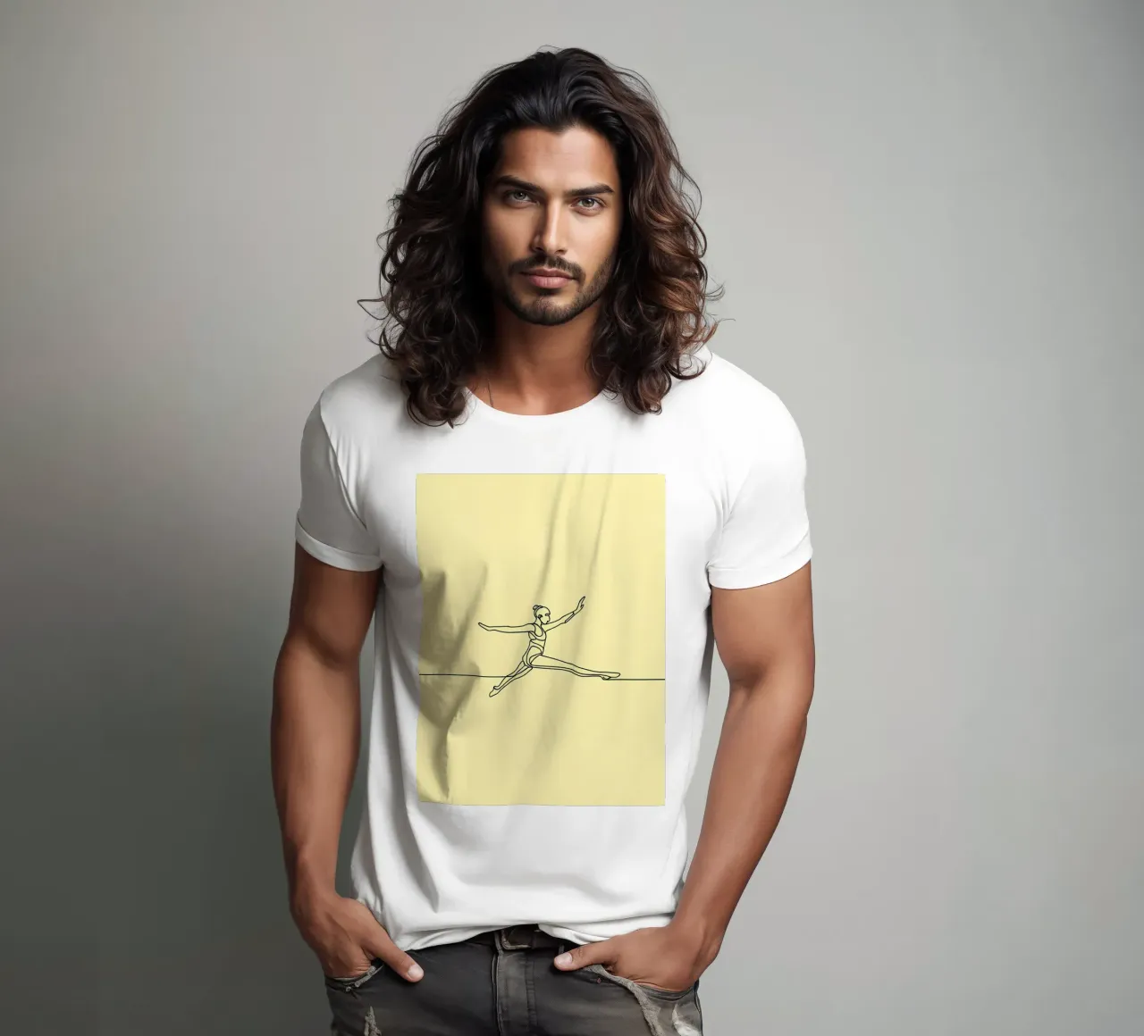 Weibliche Athletin Minimalist Line Art T-Shirt von Viv Line Art