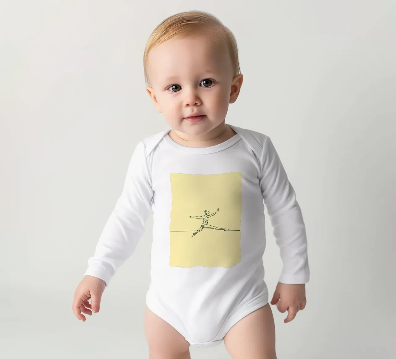 Athlète féminine Dessin au trait minimaliste body manches longues de Viv Line Art