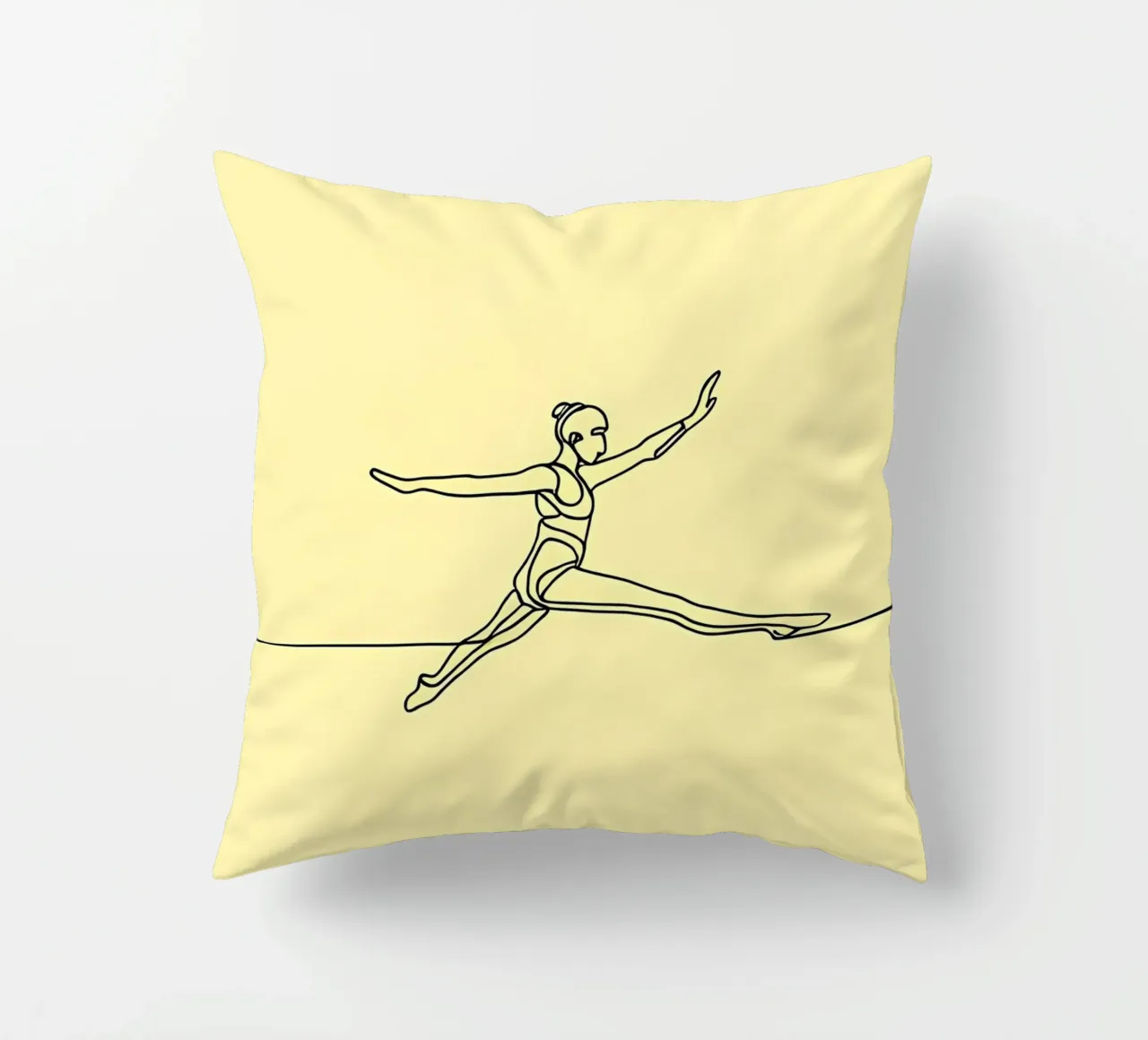 Linea d'arte minimalista di un'atleta donna cuscino da Viv Line Art