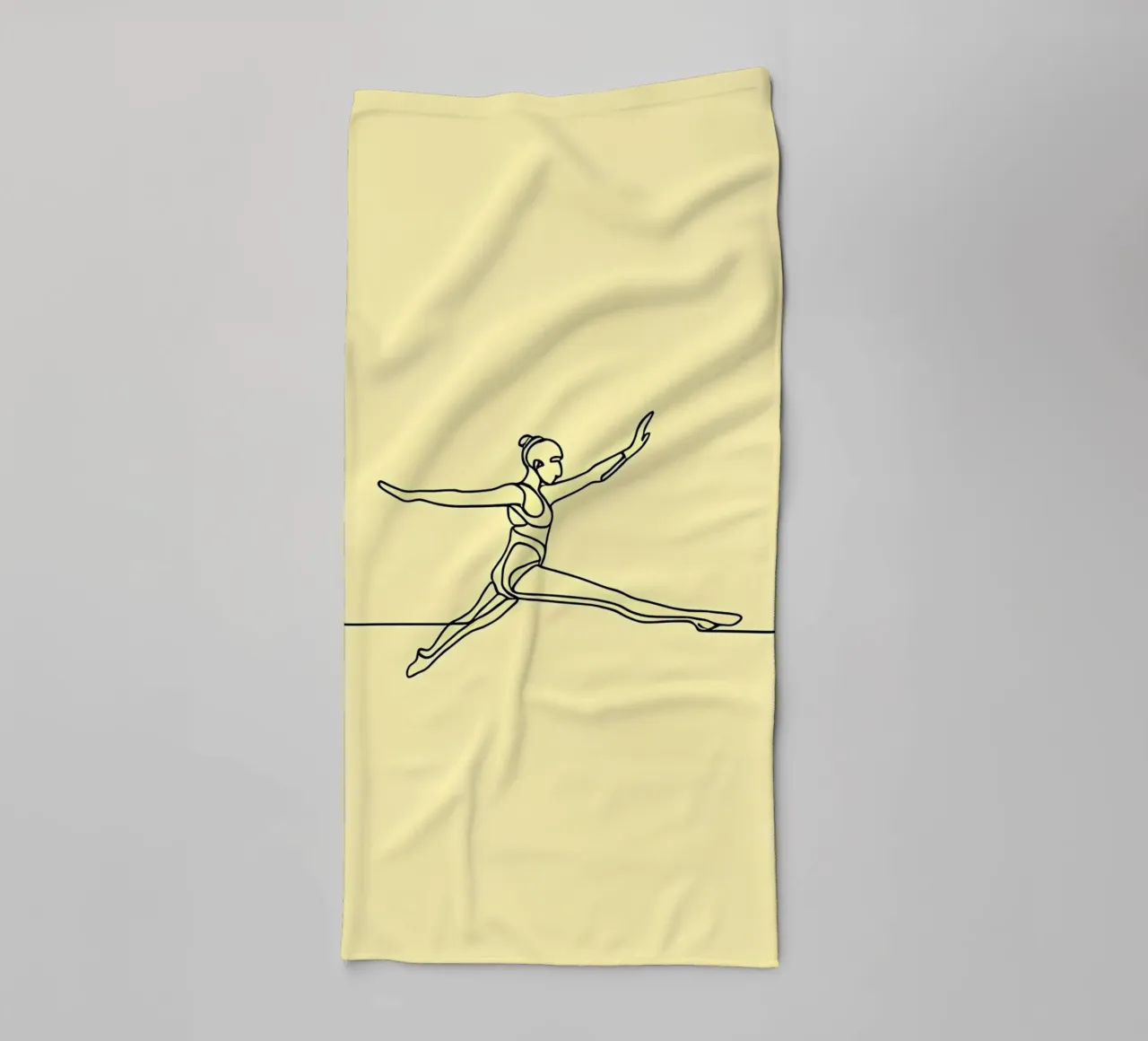 Linea d'arte minimalista di un'atleta donna asciugamano da bagno da Viv Line Art