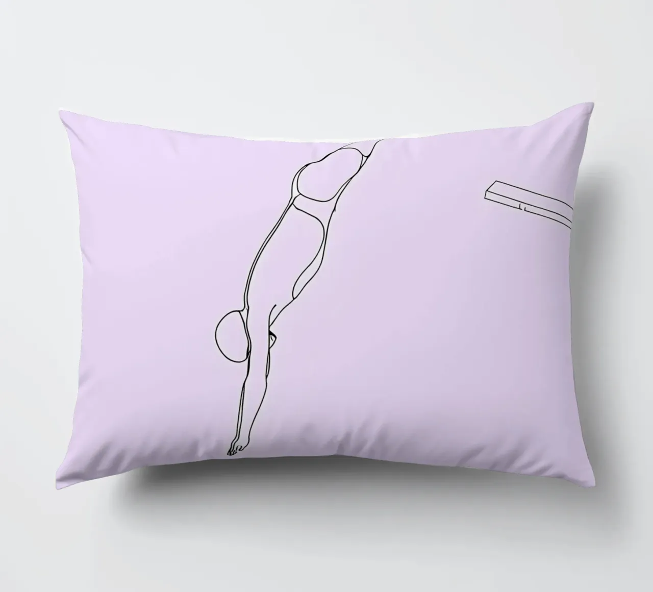Arte lineare minimalista del subacqueo cuscino da Viv Line Art