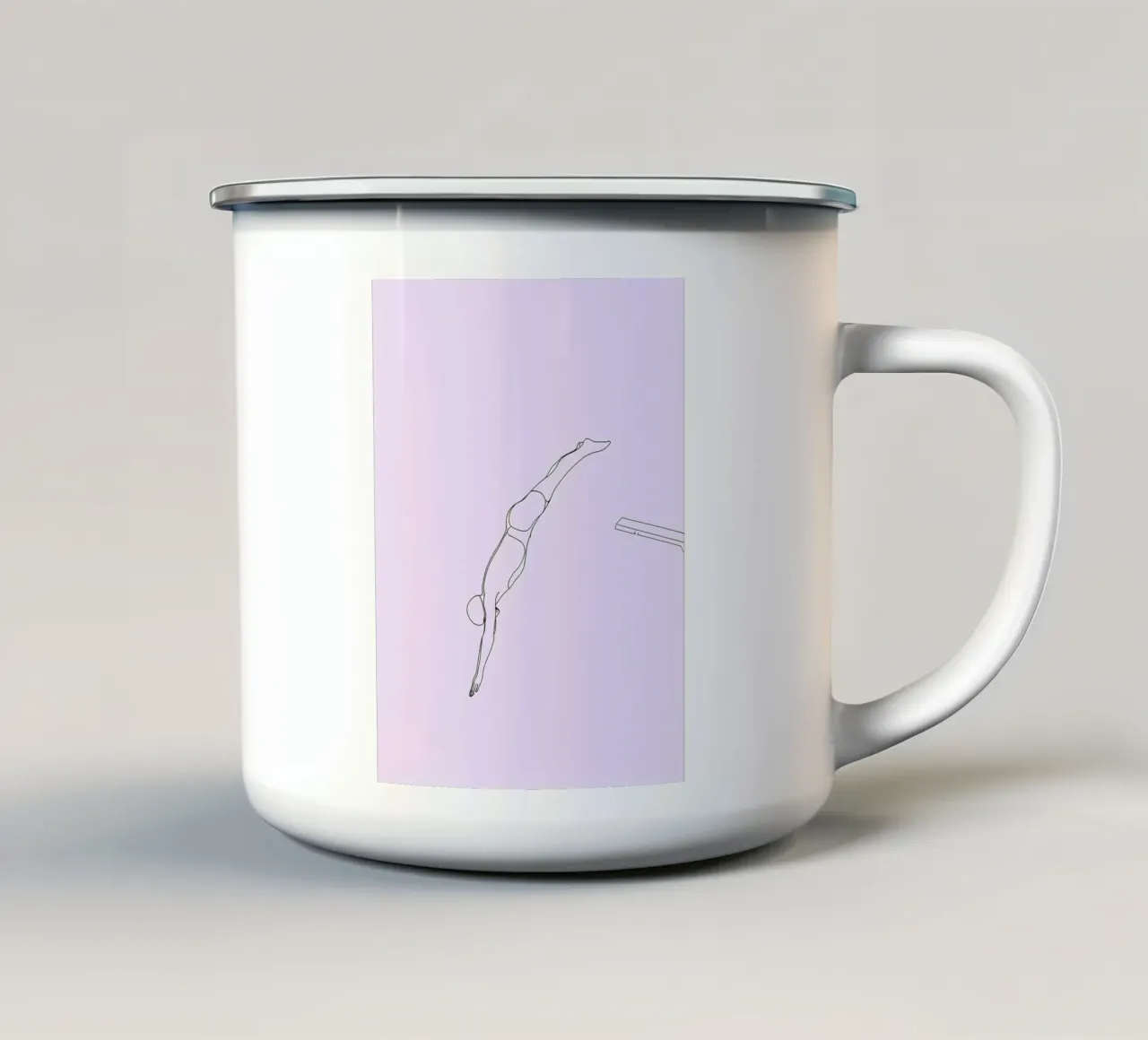 Arte lineare minimalista del subacqueo tazza in smalto da Viv Line Art
