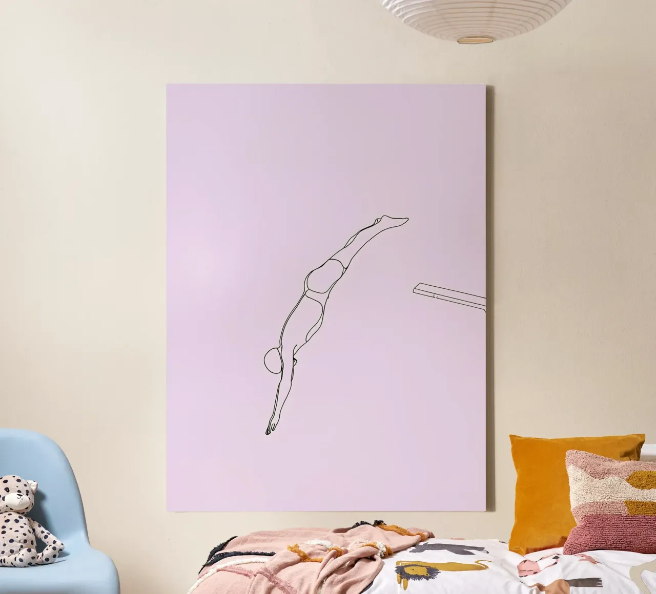 Diver Minimalist Line Art canvas by Viv Line Art