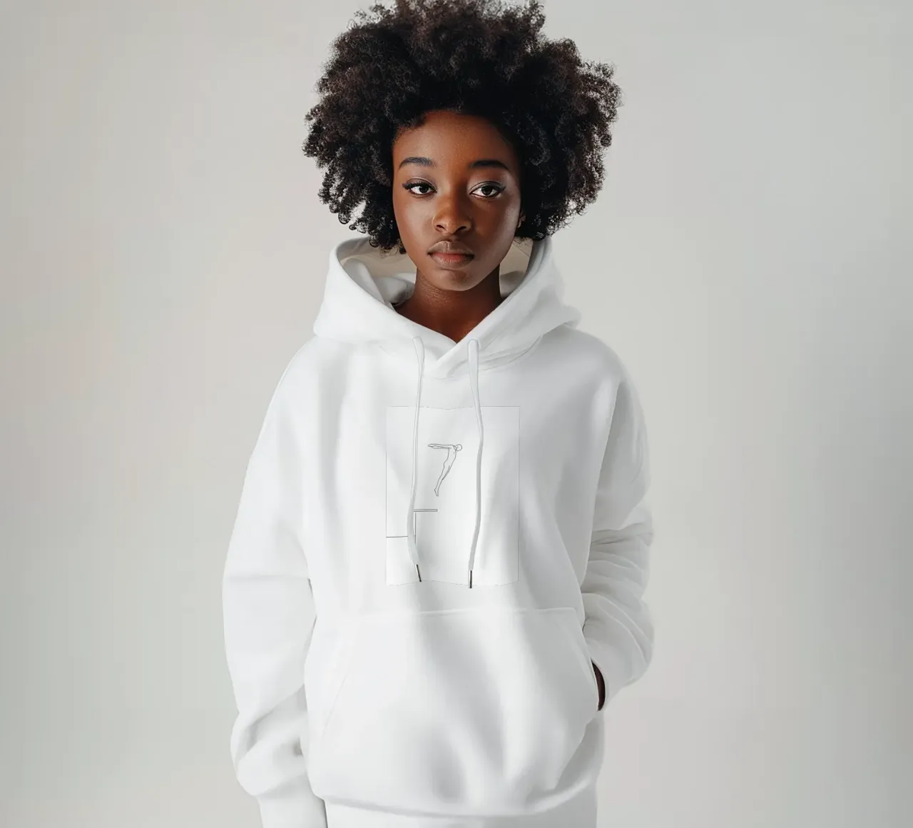 Tuffatore Line Art minimalista 2 felpa con cappuccio da Viv Line Art