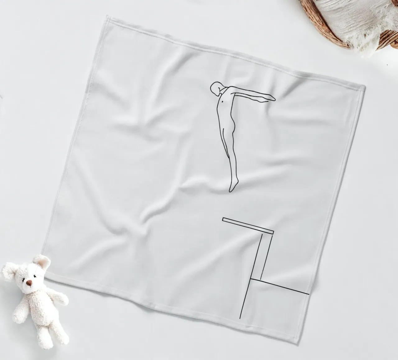 Tuffatore Line Art minimalista 2 coperta in pile da Viv Line Art