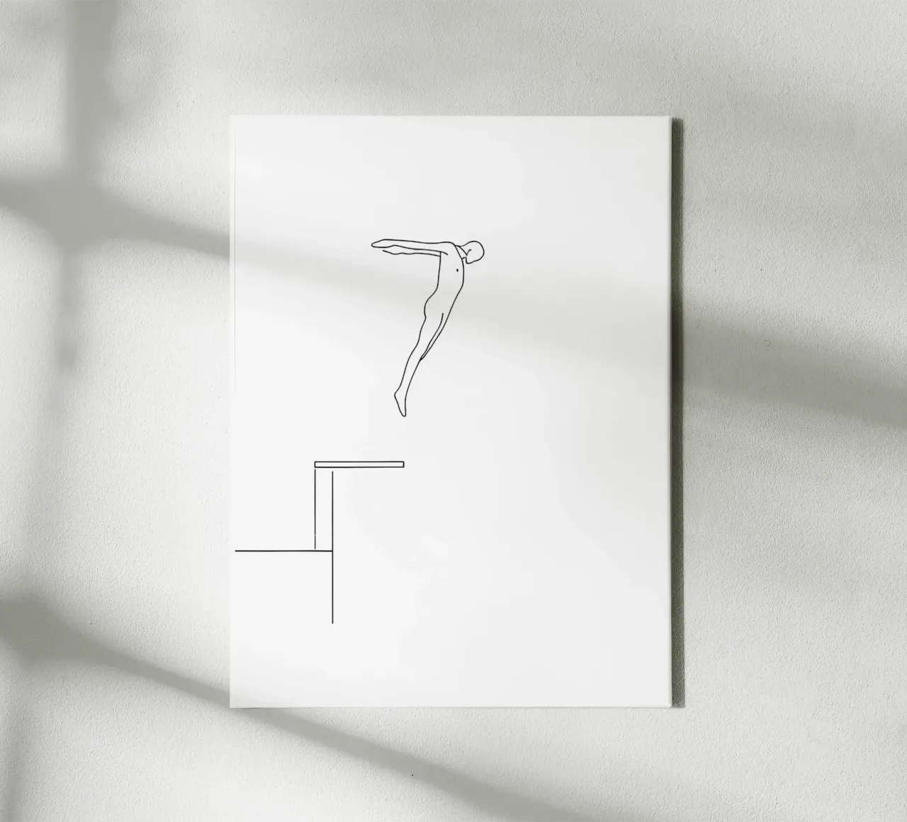 Tuffatore Line Art minimalista 2 tela con Cornice a cassetta da Viv Line Art
