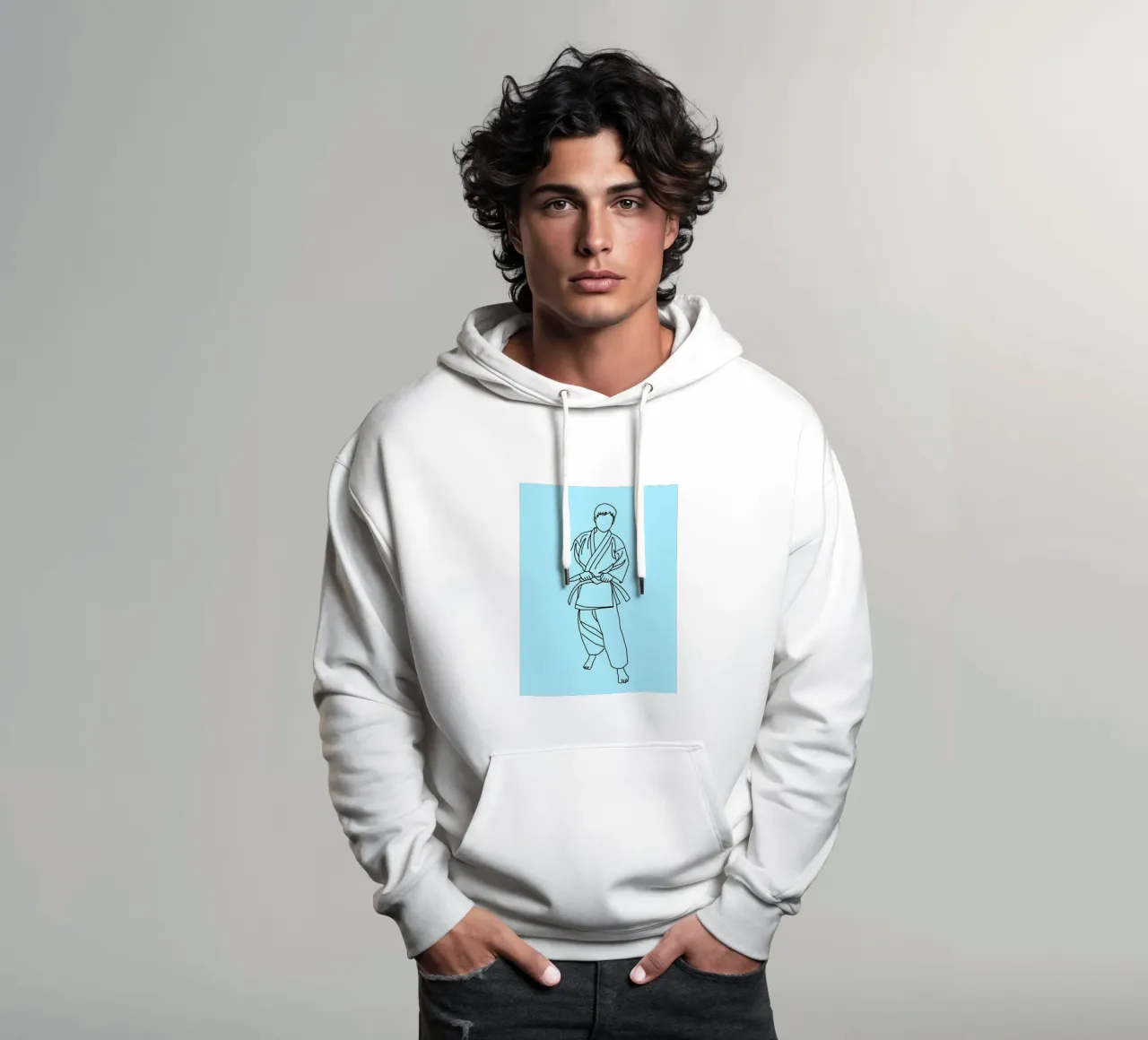 Karate - Line art minimalista felpa con cappuccio da Viv Line Art