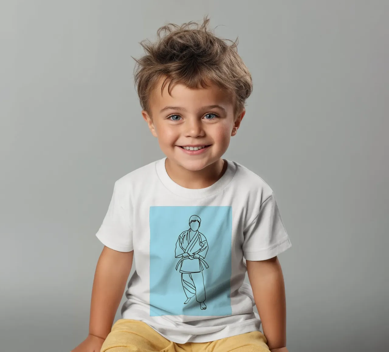 Karate - Line art minimalista t-shirt bambini da Viv Line Art