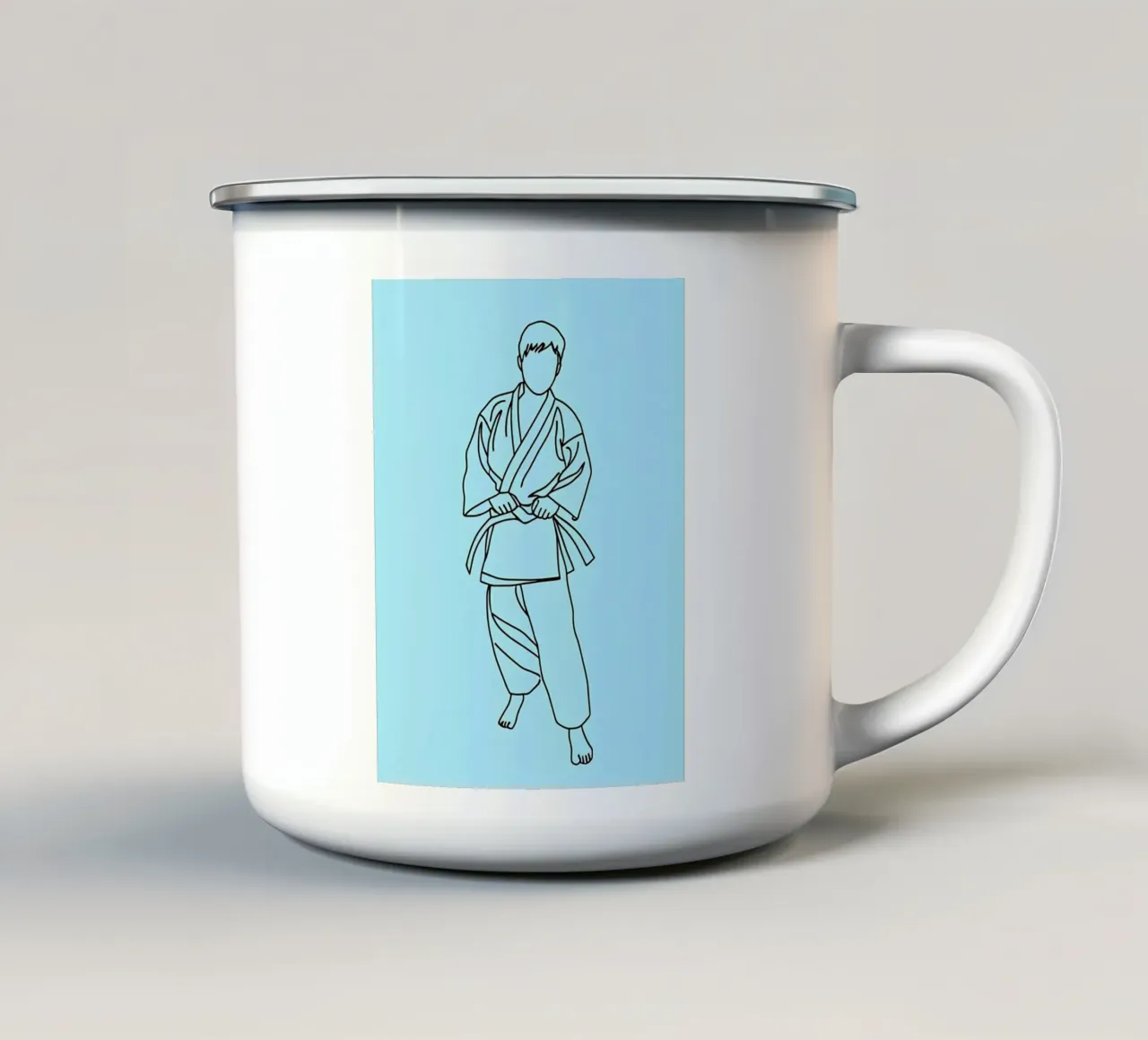 Karate - Line art minimalista tazza in smalto da Viv Line Art