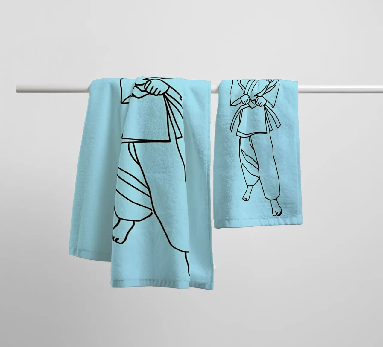 Karate - Minimalist Line Art towel by Viv Line Art