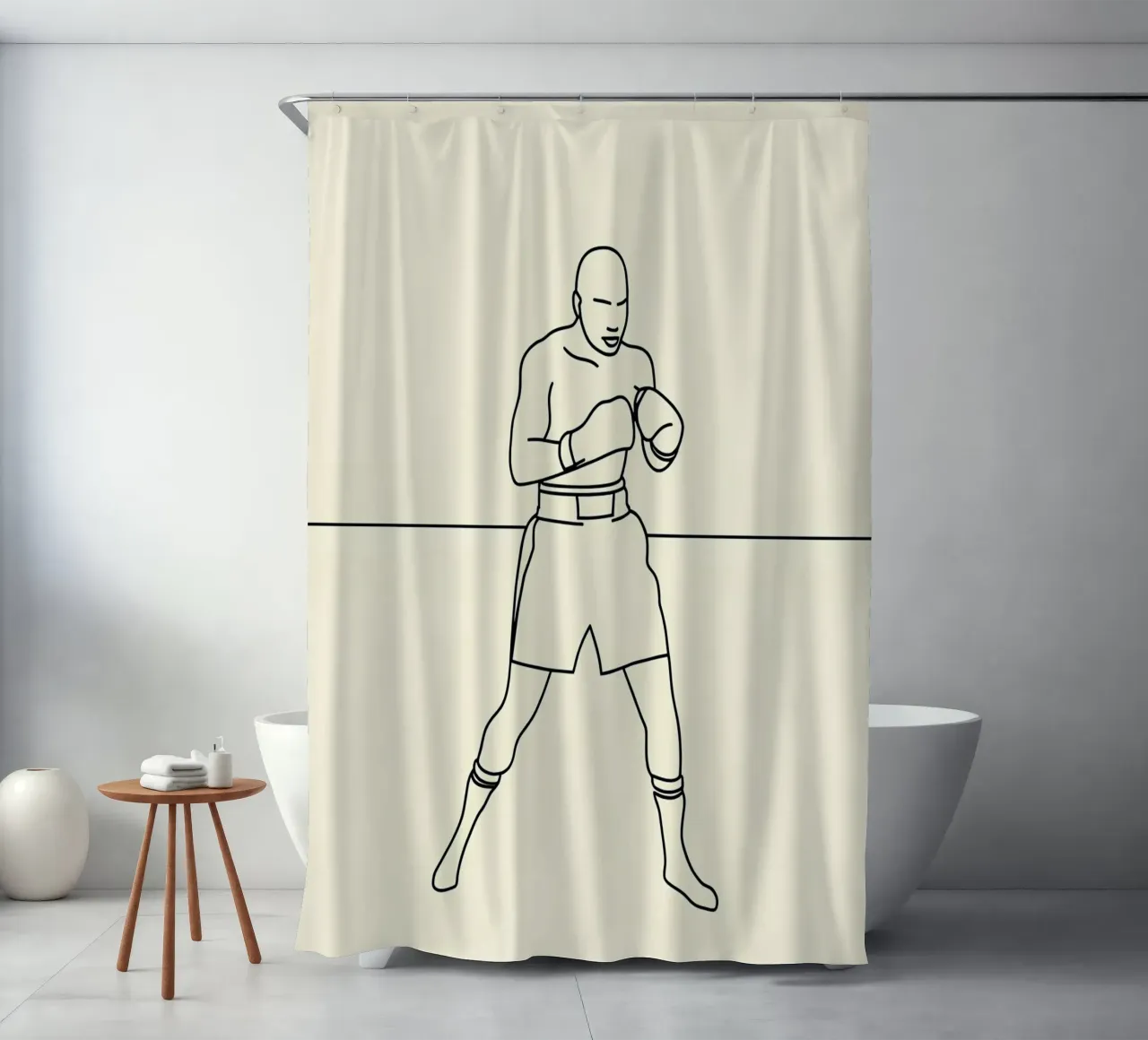Boxer Minimalist Line Art shower curtain by Viv Line Art