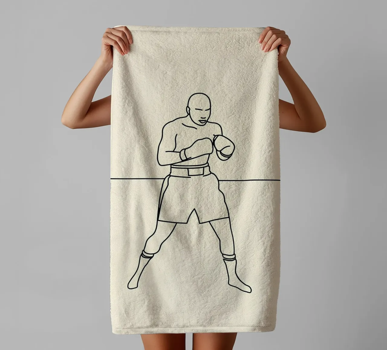 Boxer Minimalist Line Art towel by Viv Line Art
