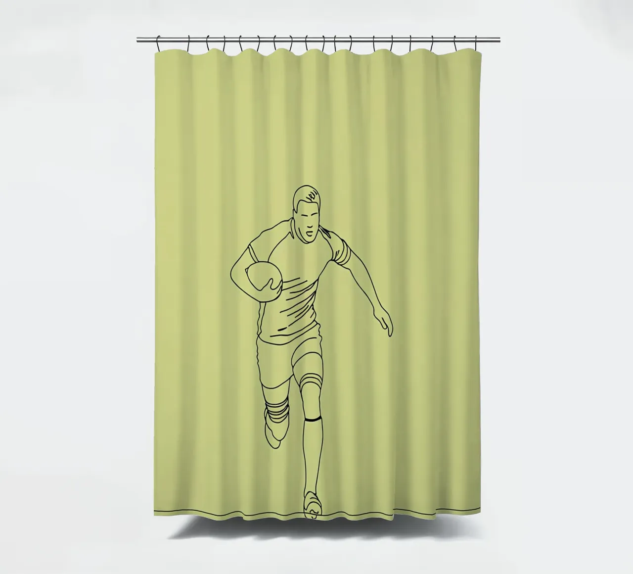 Rugby Player Minimalist Line Art shower curtain by Viv Line Art