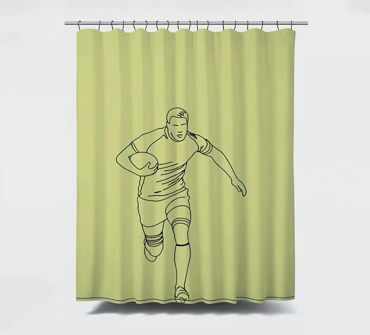 Rugby Player Minimalist Line Art shower curtain by Viv Line Art