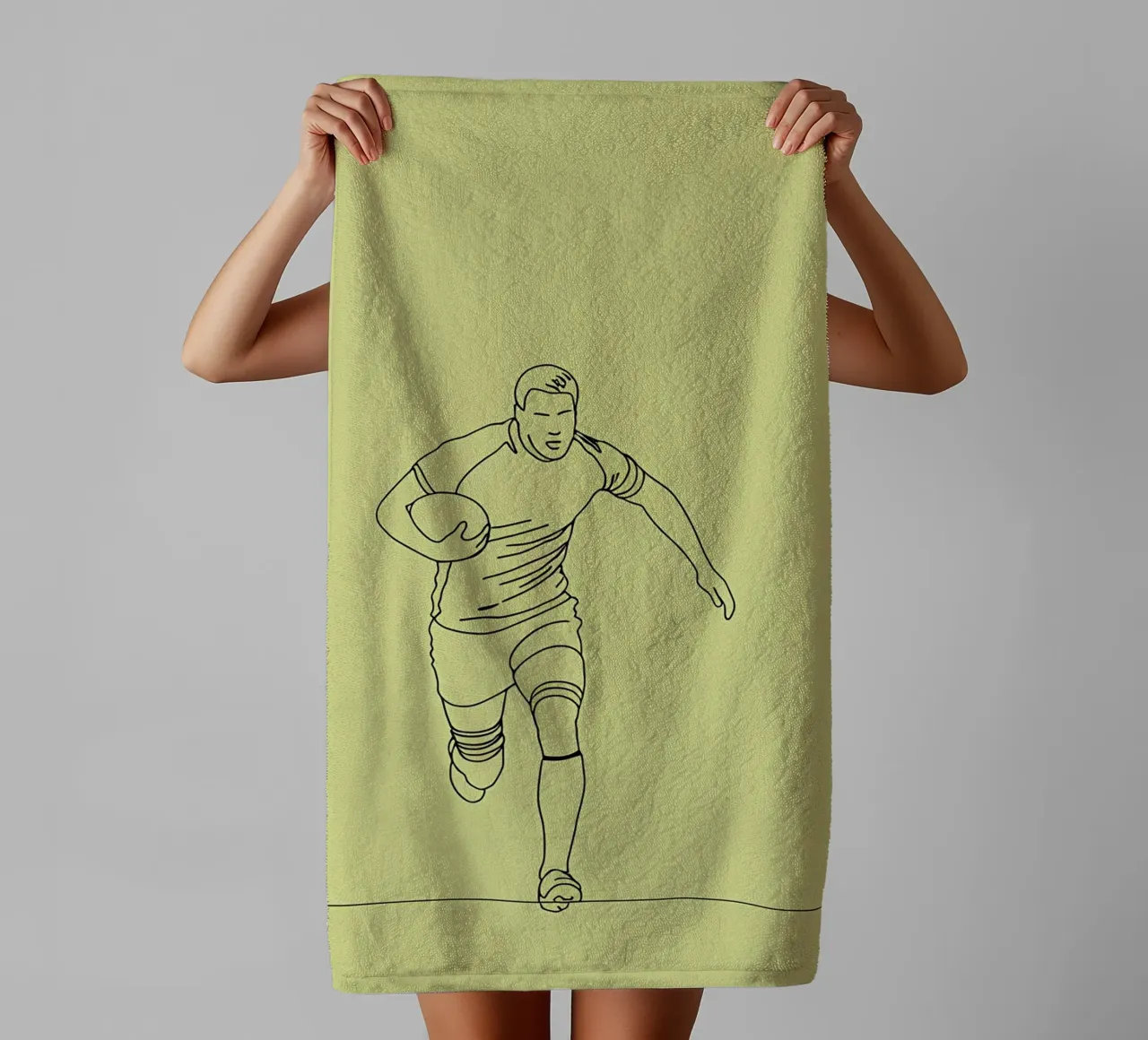 Rugby Player Minimalist Line Art towel by Viv Line Art