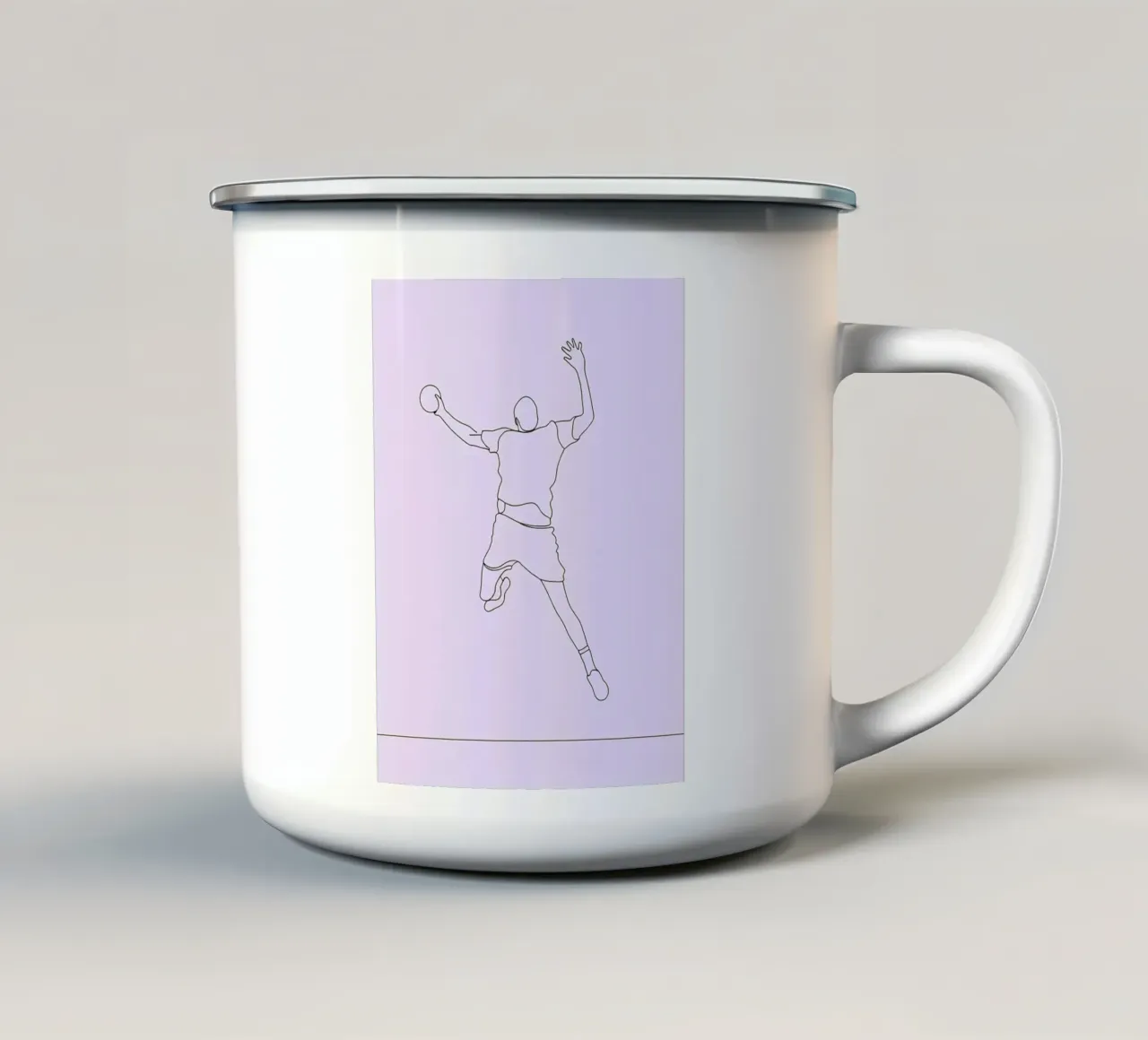 Pallamano - Line art minimalista tazza in smalto da Viv Line Art