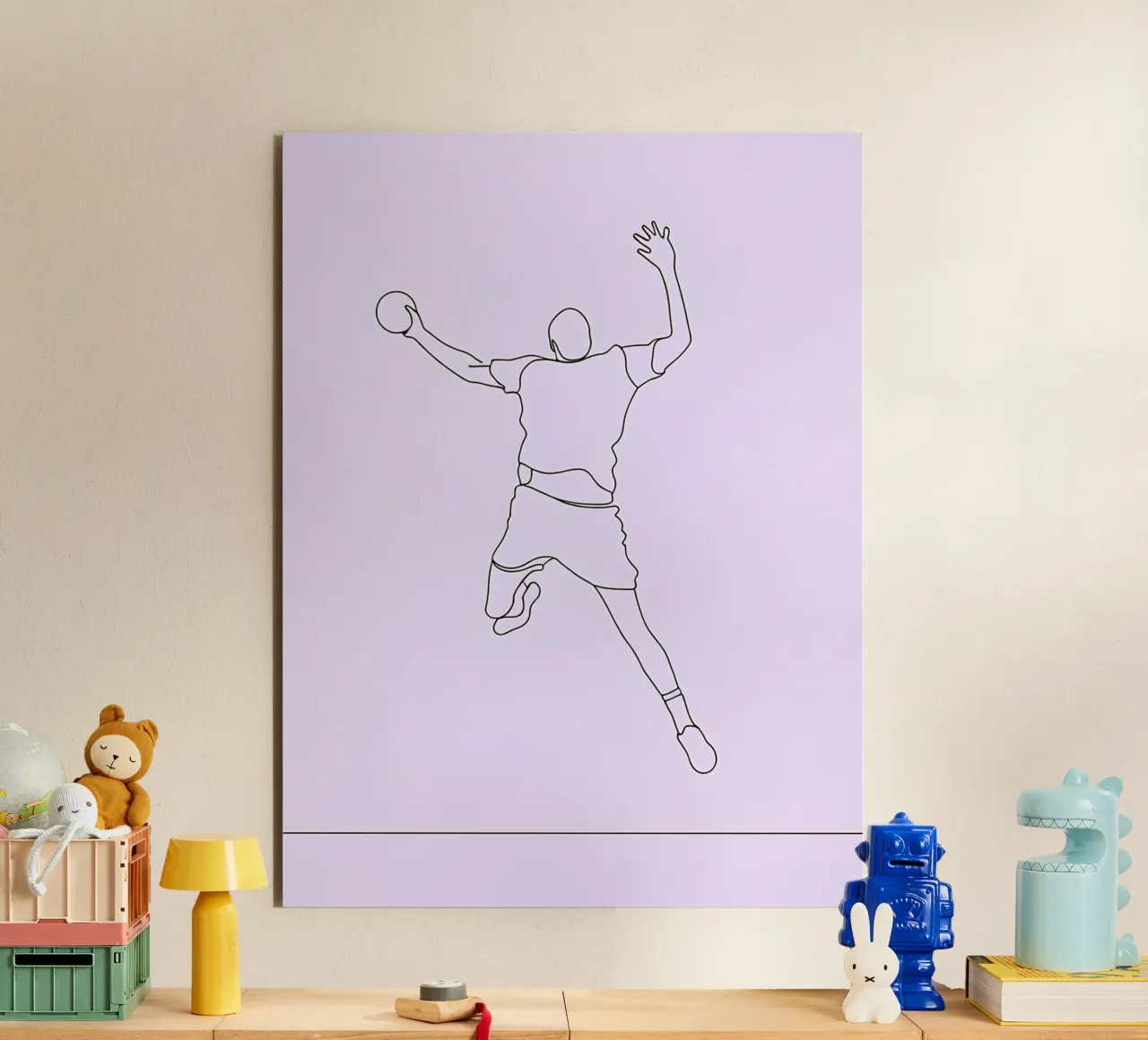 Pallamano - Line art minimalista alluminio dibond da Viv Line Art