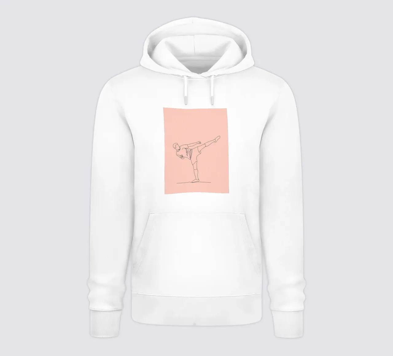 Arte lineare minimalista del calcio di karate felpa con cappuccio da Viv Line Art