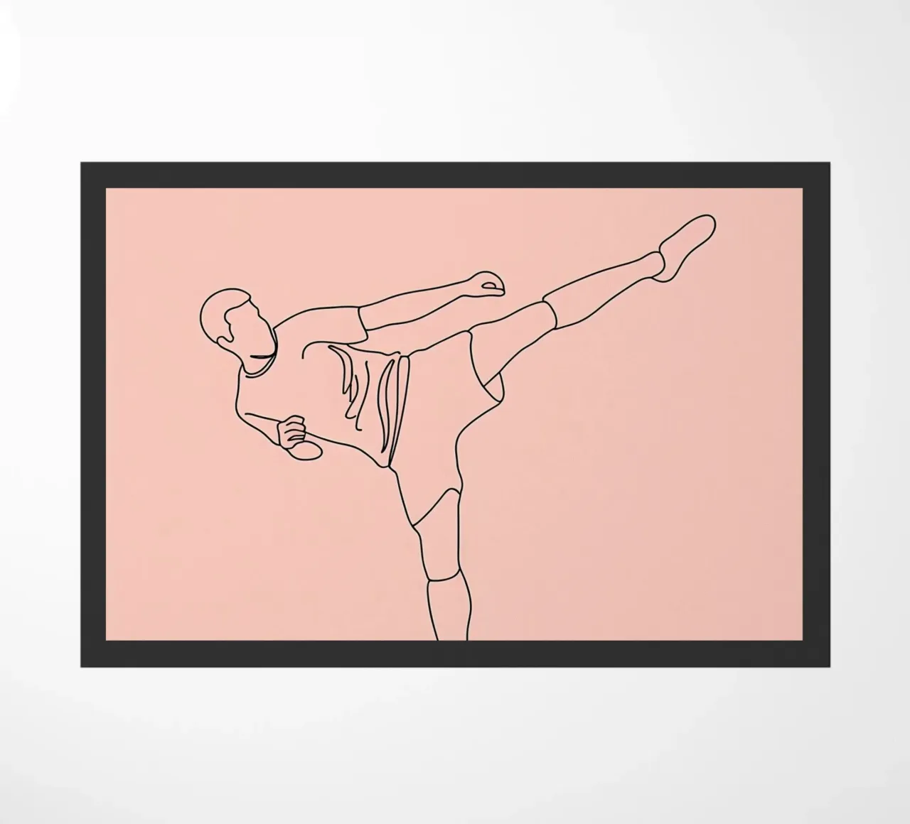 Arte lineare minimalista del calcio di karate zerbino da Viv Line Art