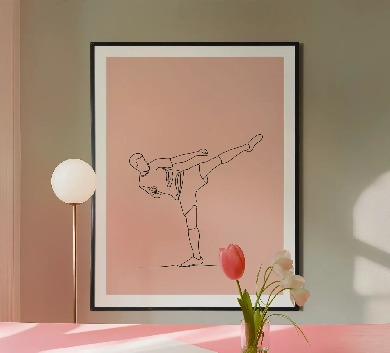 Karate Kick Minimalist Line Art hahnemühle by Viv Line Art