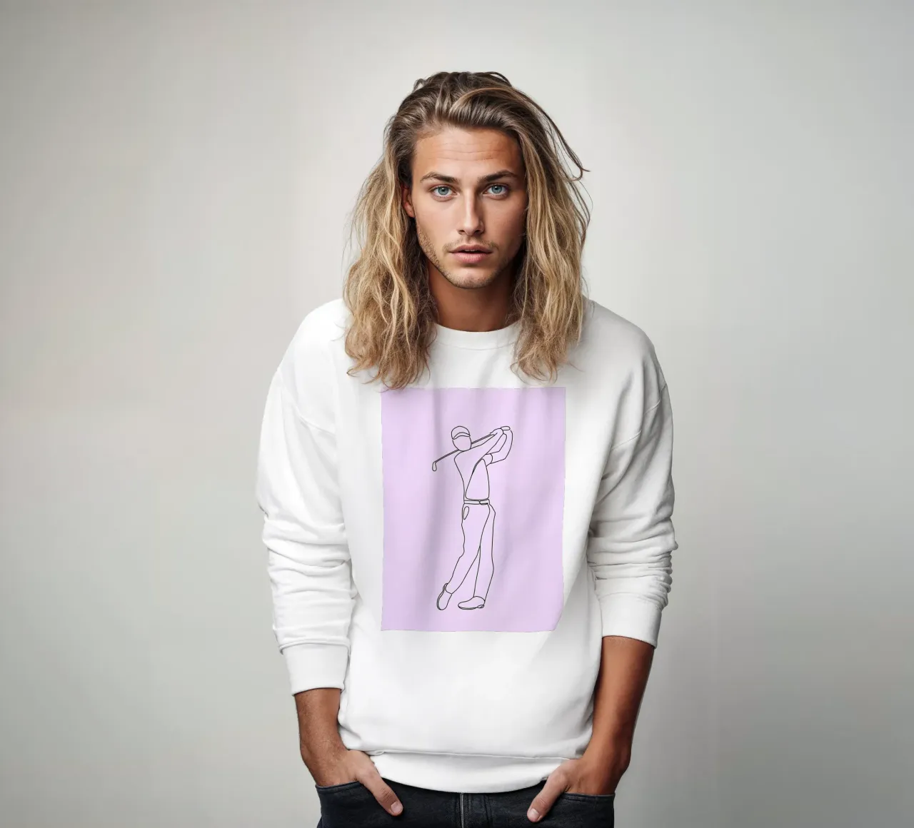 Golfer Minimalist Line Art sweatshirt by Viv Line Art
