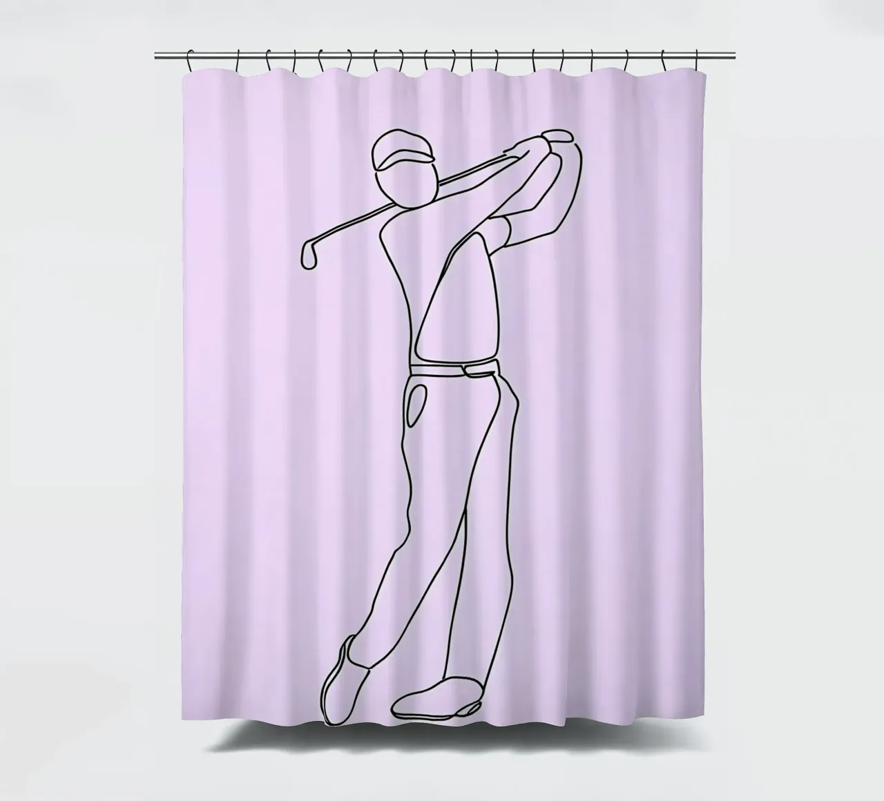Golfer Minimalistische Lijn Art douchegordijn van Viv Line Art