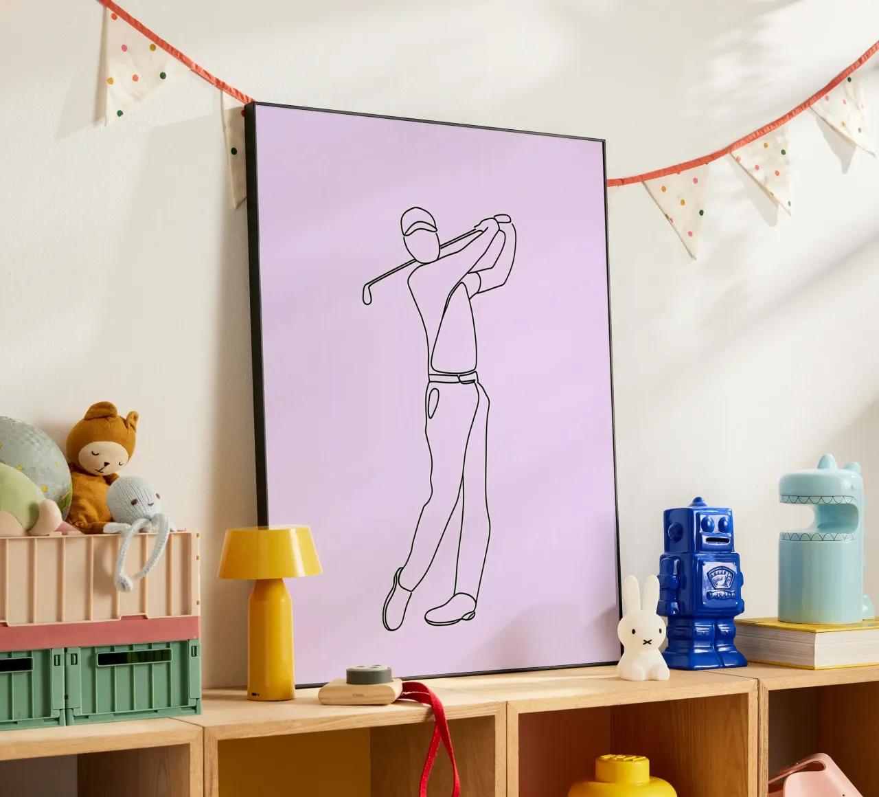 Golfer Minimalist Line Art forex plate by Viv Line Art