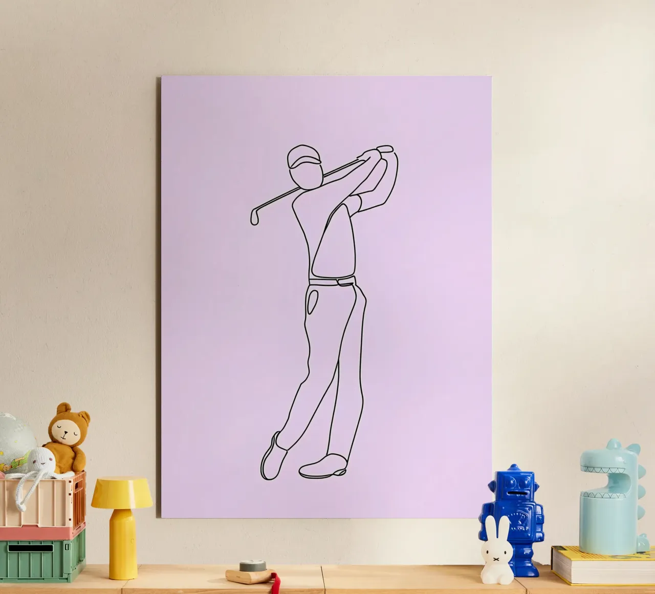 Golfer Minimalist Line Art forex plate by Viv Line Art