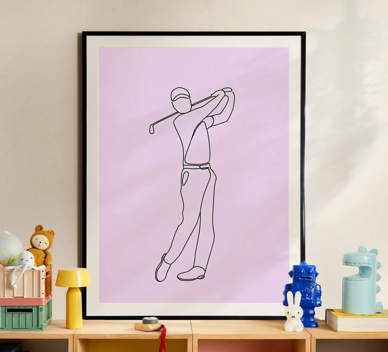 Golfer Minimalist Line Art hahnemühle by Viv Line Art