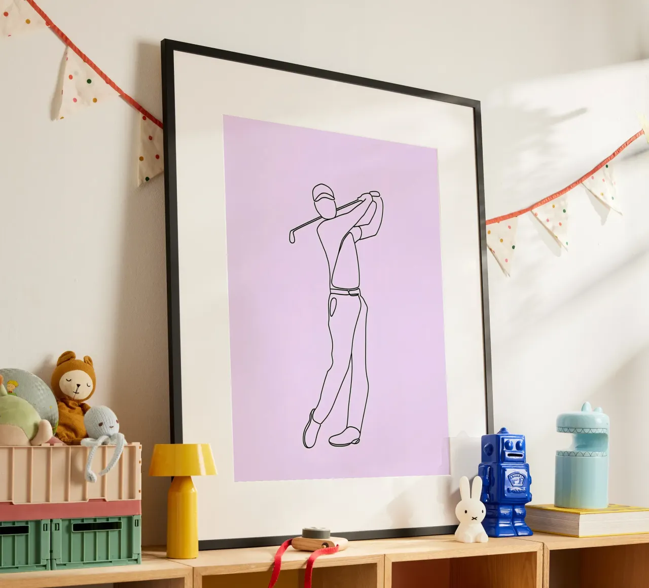 Golfer Minimalist Line Art hahnemühle by Viv Line Art