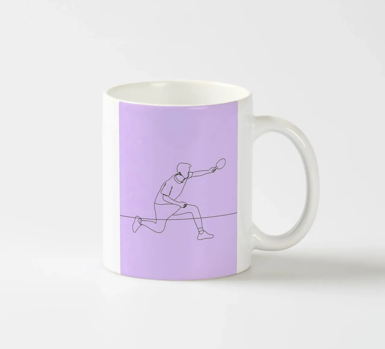Table Tennis Player Minimalist Line Art ceramic mug by Viv Line Art