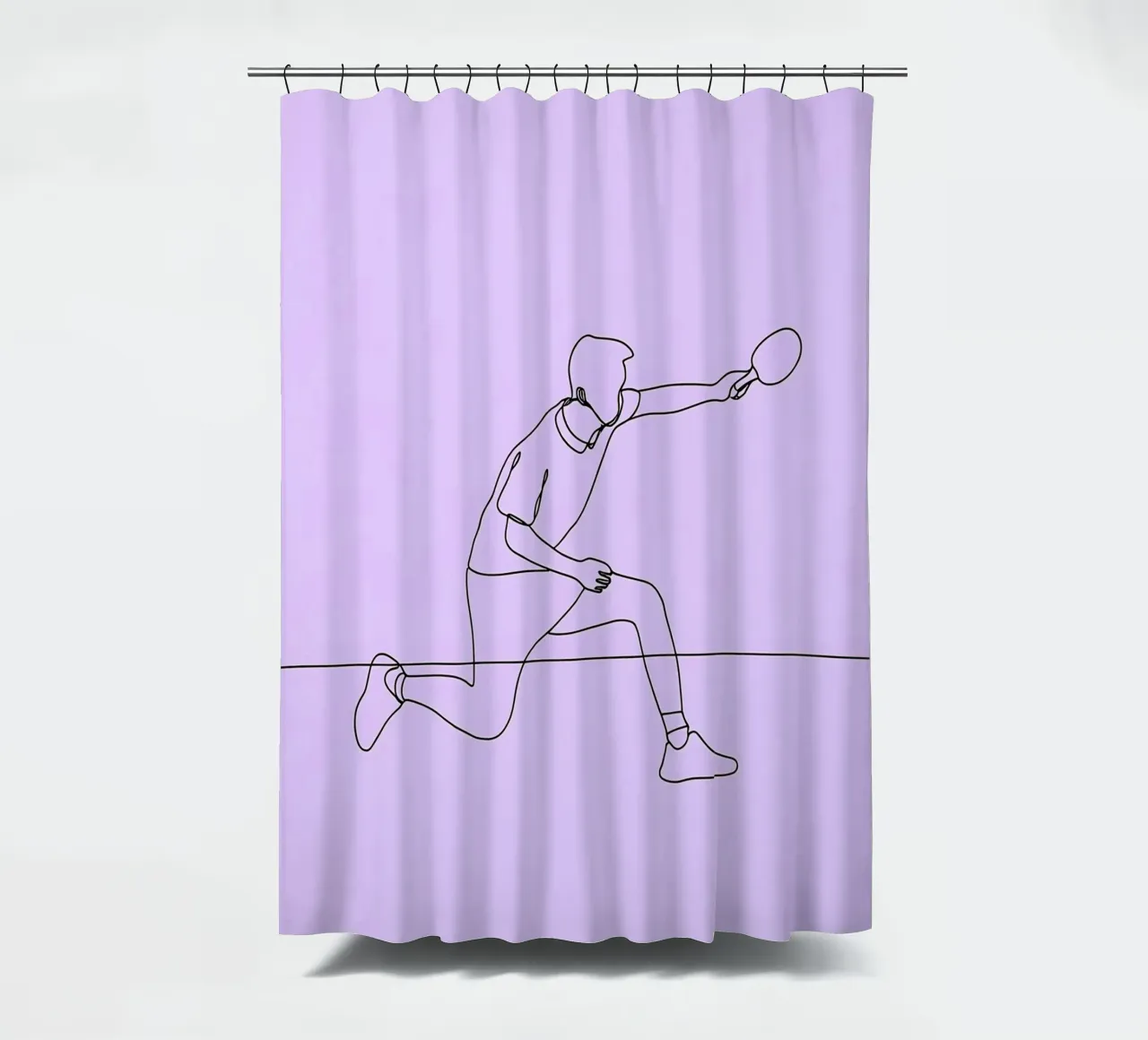 Table Tennis Player Minimalist Line Art shower curtain by Viv Line Art