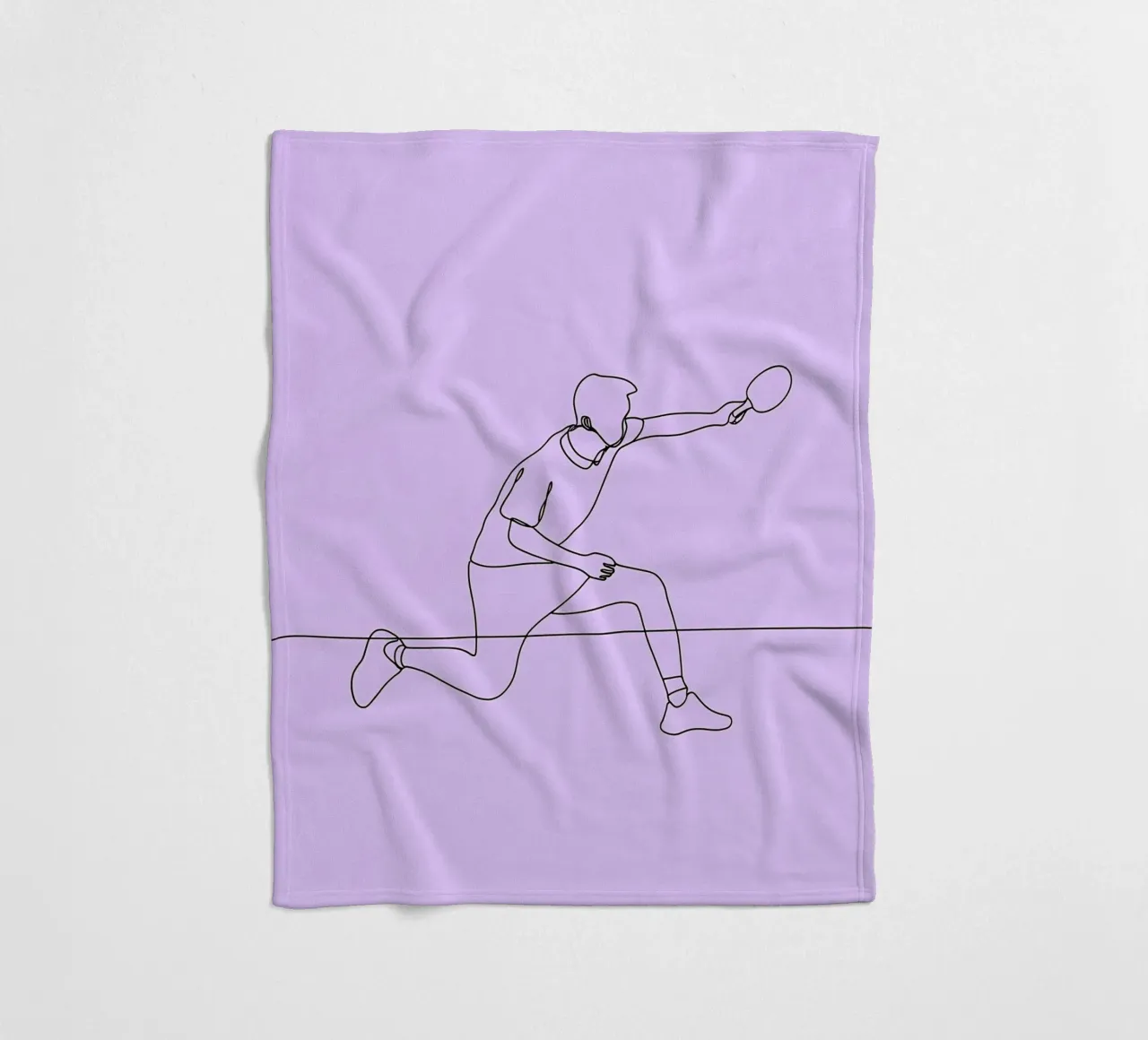 Table Tennis Player Minimalist Line Art fleece blanket by Viv Line Art