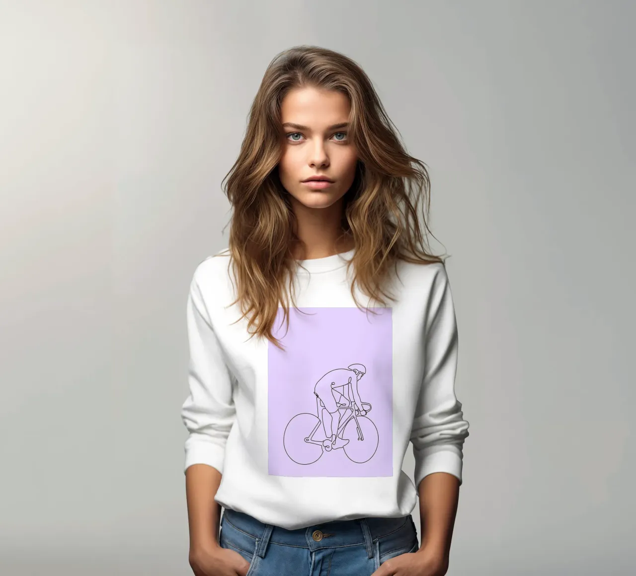 Line art ciclista minimalista felpa da Viv Line Art