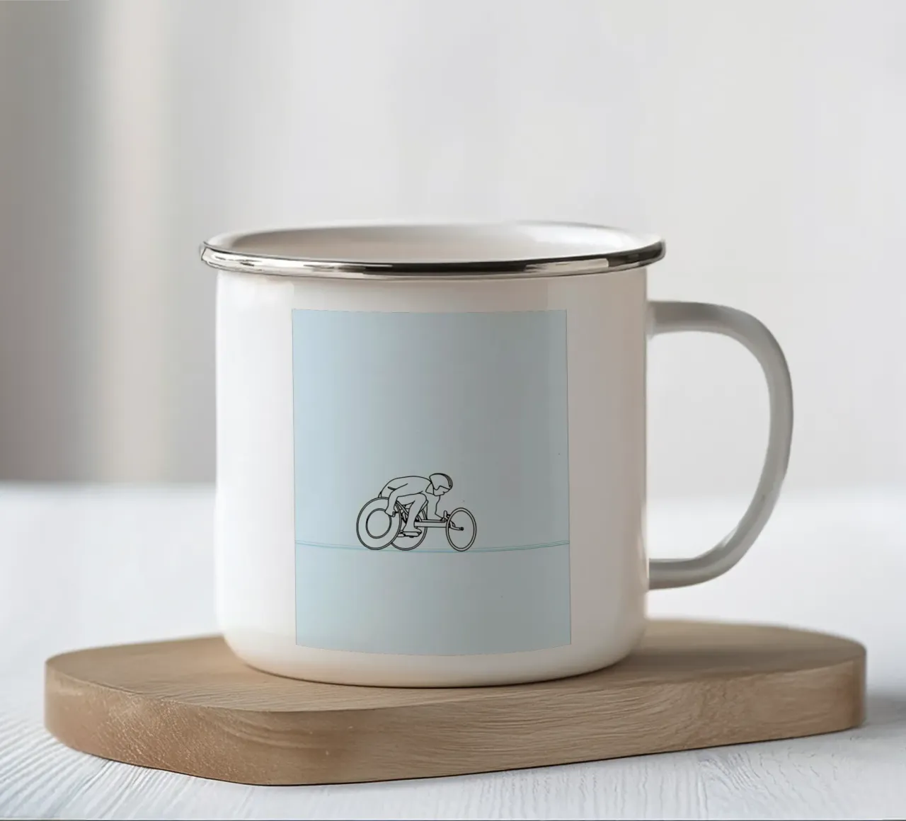 Parasport Atleet Minimalistische Lijn Art emaille mok van Viv Line Art